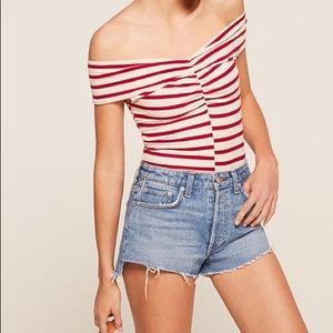 Reformation OTS Striped Top; size medium